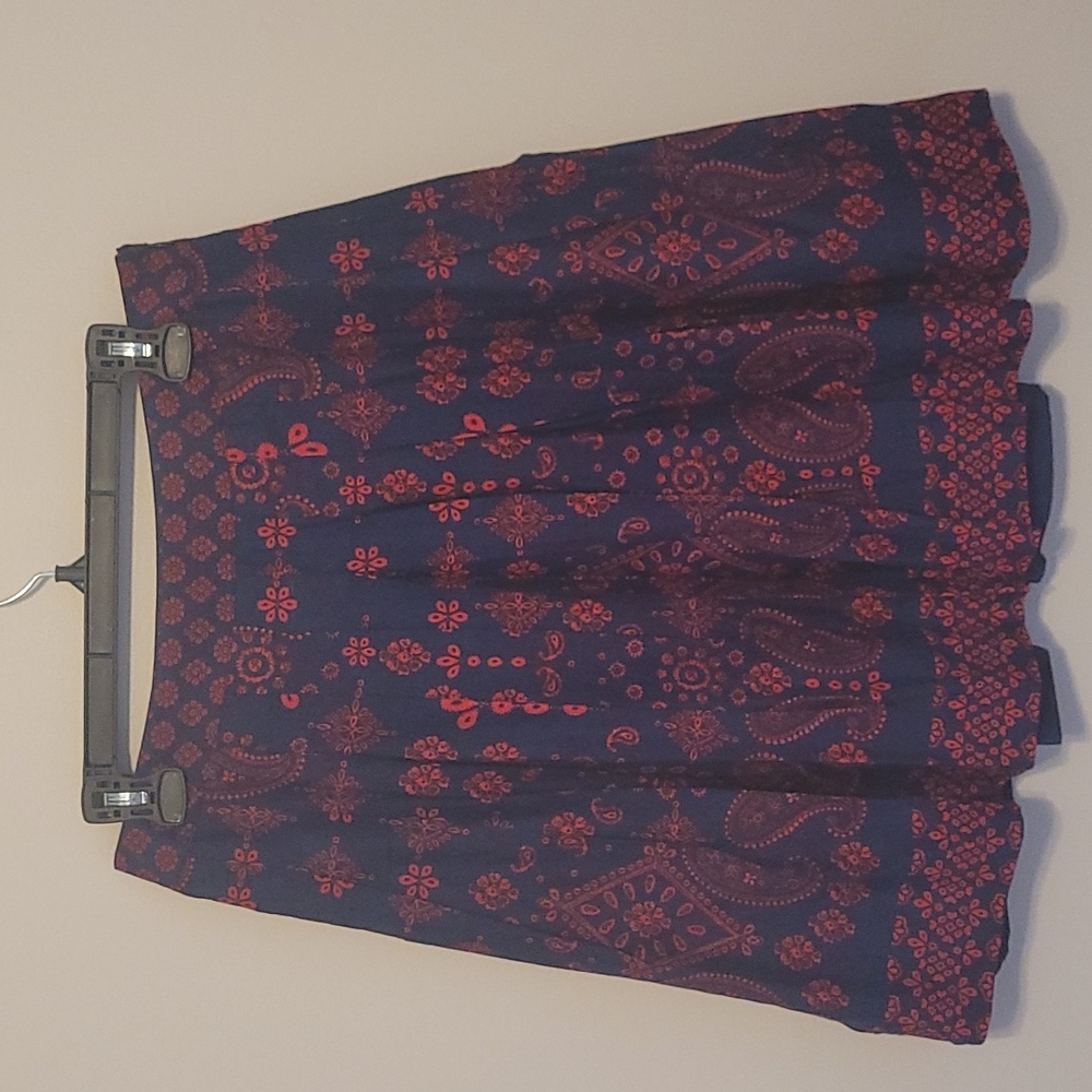 Talbots A-Line Pleated Full Skirt Paisley Print